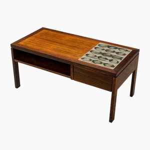 Entryway Drawer Table with Ceramic Tiles attributed to Lars Hjorth, Denmark, 1960s