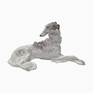 Art Deco Porcelain Borzoi Statue from Haas & Czjzek Schlaggenwald