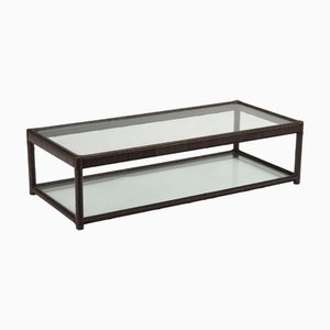 Coffee Table in Wicker with Double Top Glass