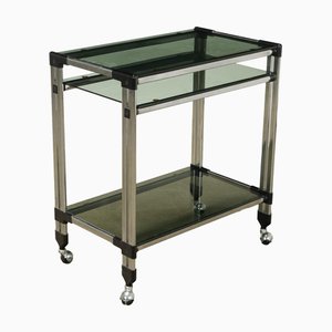 Vintage Kitchen Trolley in Chromed Metal and Glass, 1970s