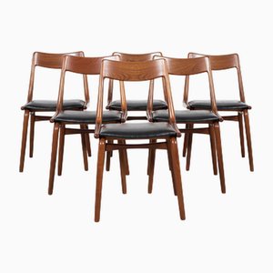 Chaises Boomerang Mid-Century en Teck par Alfred Christensen pour Slagelse, Danemark, 1960s, Set de 6