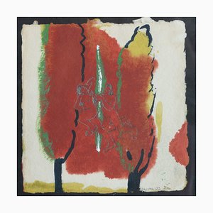 After Jacoba Martinez Millan, Figures in Red Forest, Mixed Media