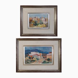 Artista spagnolo, Paesaggi impressionisti, Dipinti ad olio, set di 2