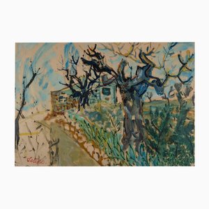 Saturo, Vigneto d'inverno con alberi spogli, Olio su carta