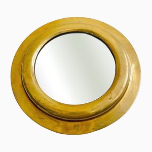Vintage Round Mirror in Brass, 1960s