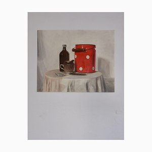 Bodegón de cocina, óleo sobre cartón