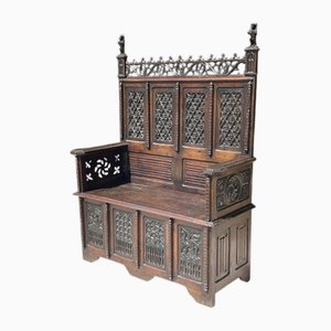 Gothic Oak Storage Bench