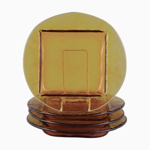 Skandinavische Glasteller aus Rauchfarbenem Kunstglas, 1970er, 4er Set