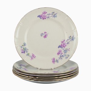 Geranium Faience Dinner Plates by Gustafsberg, Sweden, 1918, Set of 6