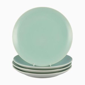 Platos de confeti de aluminio Mid-Century de loza esmaltada en verde menta. Juego de 4