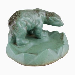 Mid-20th Century Ceramic Bowl with Walking Polar Bear by Michael Andersen, Bornholm