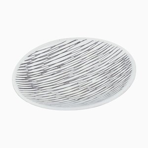 Low Ceramic Bowl with Line Pattern by Mari Simmulson for Upsala Ekeby, 1960s