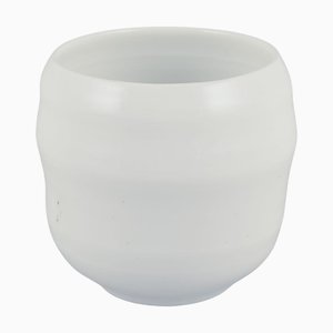 Stoneware Vase with White Glossy Glaze by Gerd Hiort Petersen for Royal Copenhagen