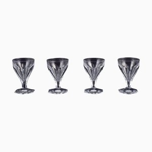 Art Deco Glasses in Clear Crystal, Baccarat, France, 1930s, Set of 4