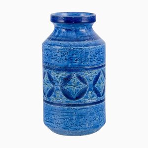 Large Vase in Rimini Blue Glazed Ceramic by Aldo Londi for Bitossi, 1960s