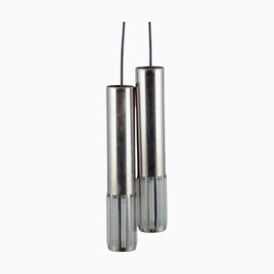 Ceiling Pendants in Stainless Steel and Acrylic Glass from Schmahl & Schulz, 1970s, Set of 2