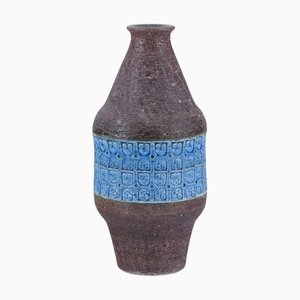 Große Vase aus blau glasierter Rimini Keramik von Aldo Londi für Bitossi, Italien, 1960er