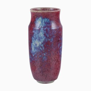 French Ceramic Vase in Glaze in Shades of Blue-Violet