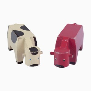 Danish Wooden Figures of Cows by Kay Bojesen, Set of 2