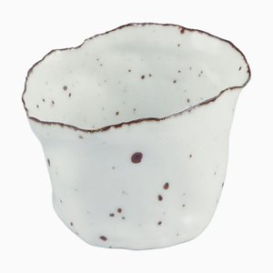 Ceramic Vase in White Glaze with Brown Accents from Royal Copenhagen, 1980s
