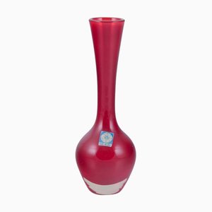 Art Glass Murano Vase in Clear and Red Glass, Italy, 1960s