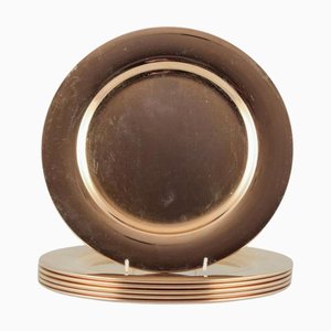 Brass Cover Plates from Scandia Present, Sweden, 1980s, Set of 6