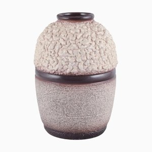 French Ceramic Vase in Lava Glaze in Light and Brown Colours, 1960s
