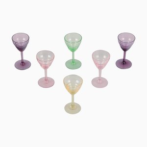 Liqueur Glasses in Colored Art Glass from Pukeberg, Sweden, 1960s, Set of 6