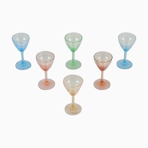 Liqueur Glasses in Colored Art Glass from Pukeberg, Sweden, 1960s, Set of 6