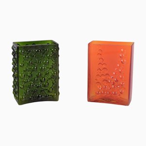 Geometrische Kunstglasvasen von Fåglavik, Schweden, 1970er, 2er Set