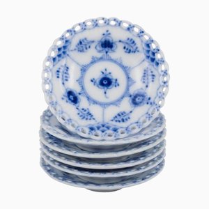 Blue Fluted Full Lace Caviar Bowls from Royal Copenhagen, 1961, Set of 6