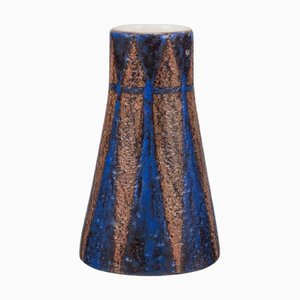 Ceramic Vase with Blue and Earth-Tone Glaze by Mari Simmulson for Upsala Ekeby, 1960s