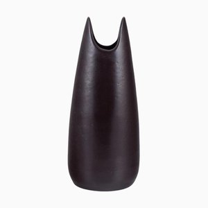 Ceramic Vase with Dark Brown Glaze by Mari Simmulson for Upsala Ekeby