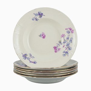 Deep Geranium Earthenware Plates from Gustavsberg, Sweden, 1918, Set of 6