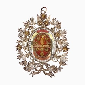 Reliquaire 19ème Siècle en Argent Doré, 1870s