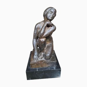 Juan Clara i Ayats, Figurative Sculpture, 1925, Bronze on Marble Base