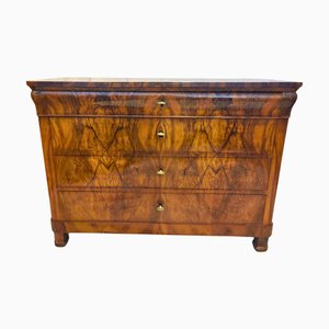Grande Commode Biedermeier à 4 Tiroirs en Noyer, 19ème Siècle