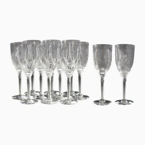 Douze Flûtes à Champagne Ange en Cristal par Marc Lalique, 1948, Set de 12