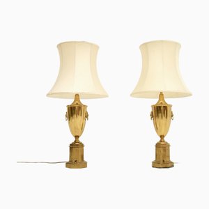 Neoclassical Brass Table Lamps, 1930s, Set of 2