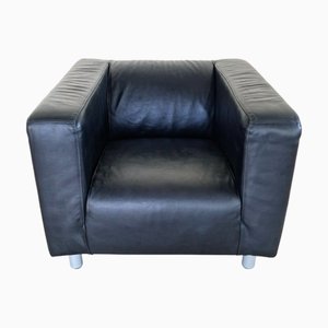 Schwarzer Vintage Ledersessel