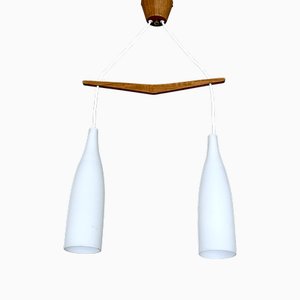 Scandinavian Pendant Light in Teak and Glass, 1960s