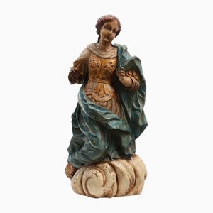 18th Century French Religious Statue of the Virgin Mary on a Cloud