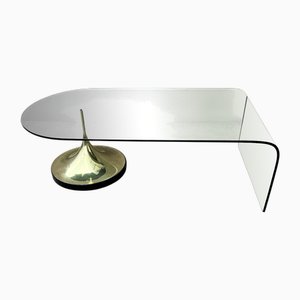 Table Basse en Verre Courbé, Italie, 1970s