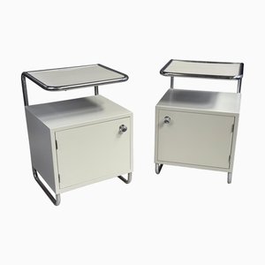 Comodini Bauhaus in metallo cromato di Vichr a Spol, anni '30, set di 2