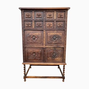 Spanish Wooden Storage Cabinet with Drawers, 1900s
