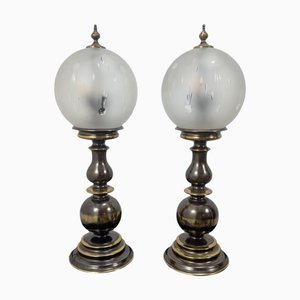 Tischlampen aus Messing & Glas, 1960er, 2er Set