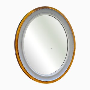 Vintage Oval Table Mirror with Wooden Frame, 1970s