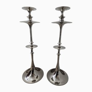 Large Fink Design Candlesticks, Set of 2