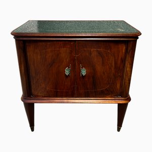 Moderner italienischer Mid-Century Nachttisch aus Holz mit Glasplatte, 1950er