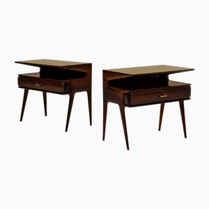 Mid-Century Modern Italian Nightstands with Glass Top, Set of 2